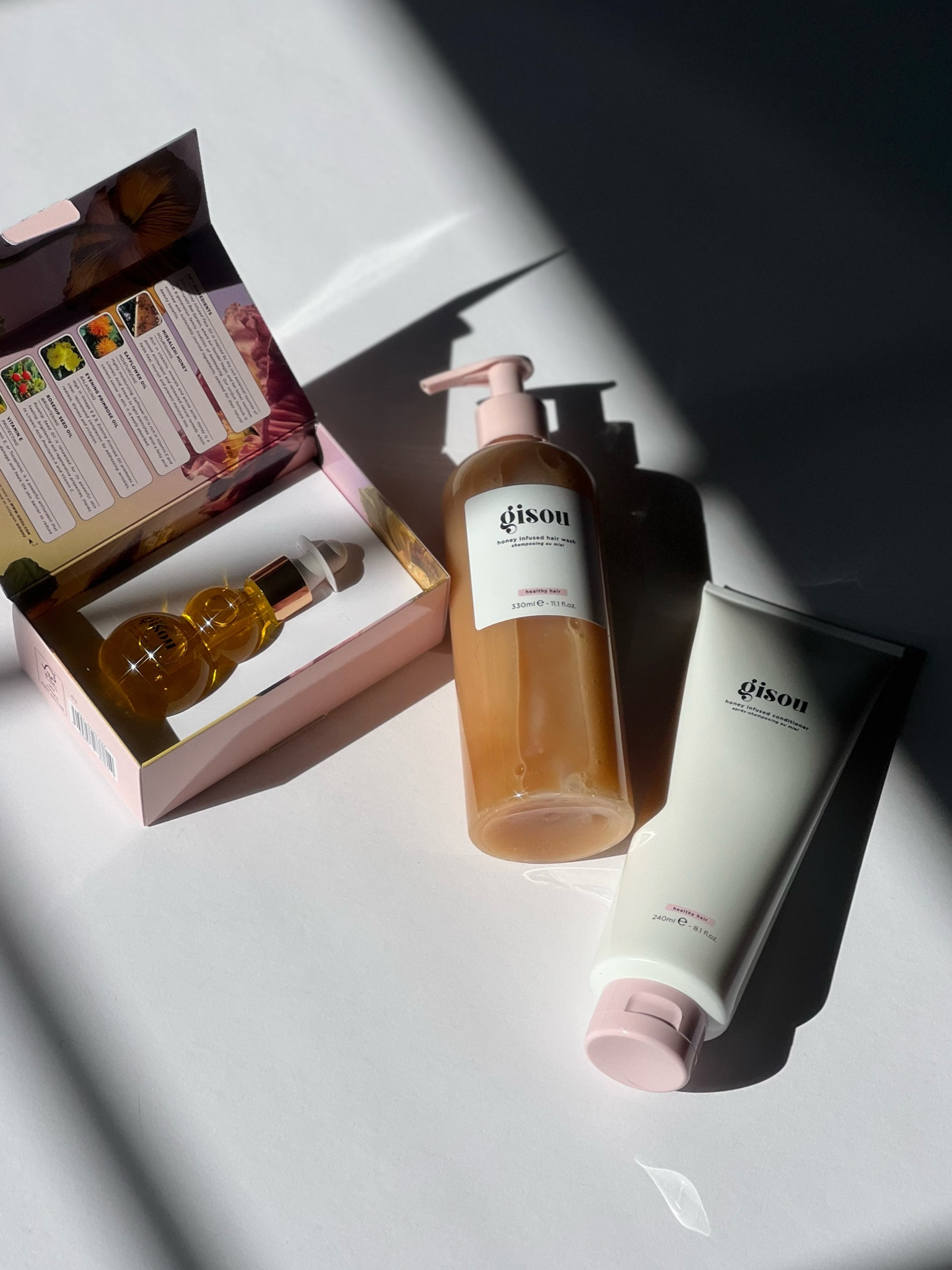 Adding new goodies to my beauty collection: Gisou Honey infused shampoo, conditioner and face oil. The smell of these products is so lovely 🍯 

#LTKFind #LTKstyletip #LTKbeauty