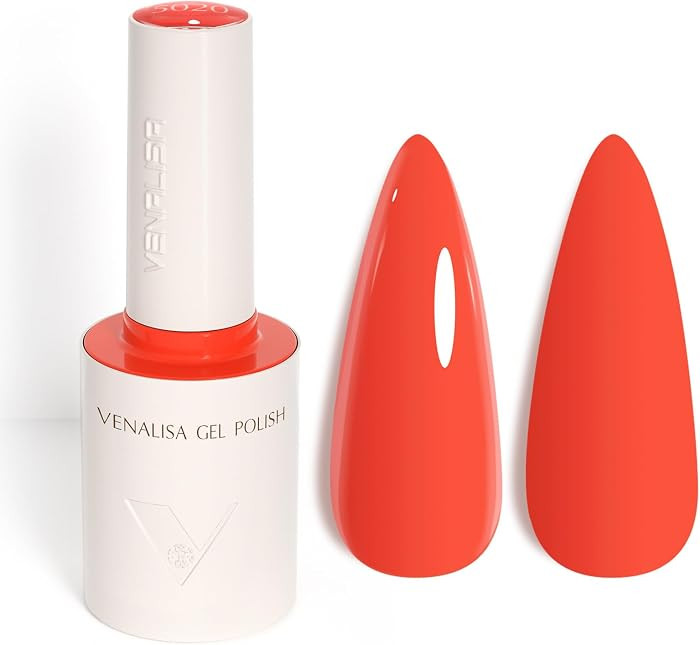VENALISA Red Orange Gel Nail Polish, 1 Pcs Neon Orange Gel Polish Bright Color High Gloss Soak Of... | Amazon (US)