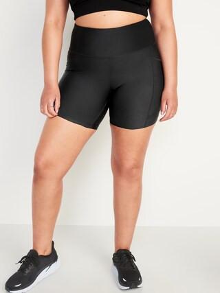 High-Waisted PowerSoft Side-Pocket Biker Shorts for Women -- 6-inch inseam | Old Navy (US)