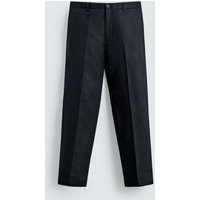 Zara - 100% Linen Regular Fit Pants - Men - Navy Blue - Men | Zara US