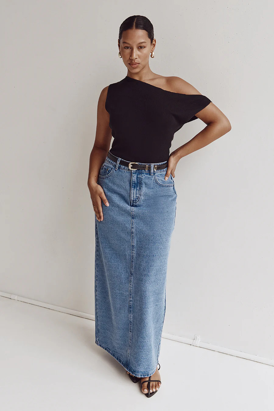JOPLIN VINTAGE BLUE DENIM MIDI SKIRT | DISSH