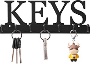 Key Holder Wall Mounted Key Hooks for Wall Decorative with 7 Hooks Black Metal Key Organizer Rack... | Amazon (US)