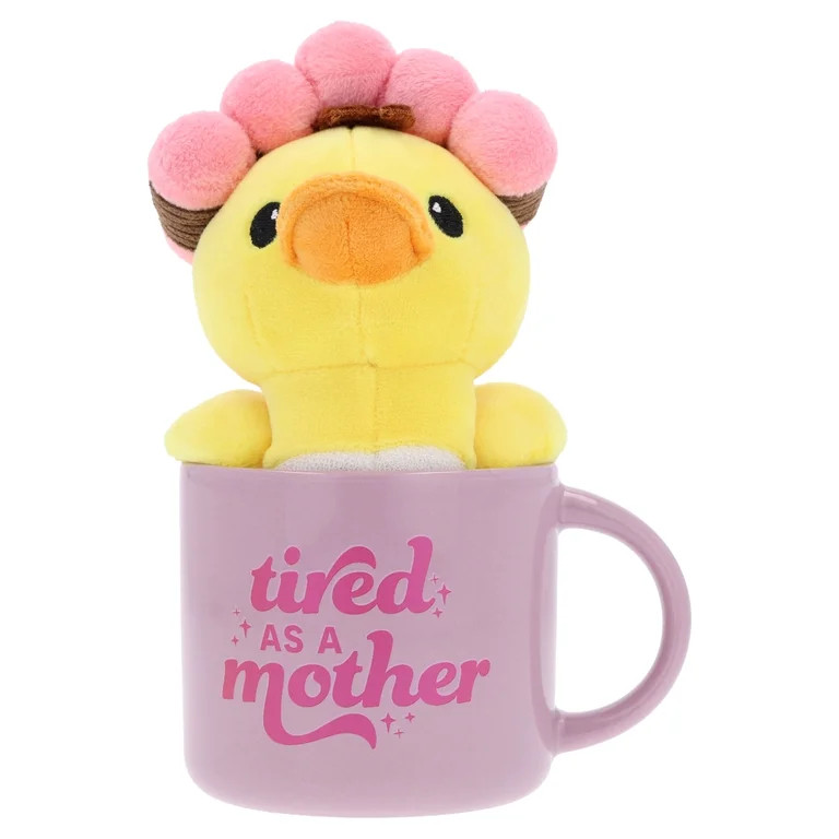 Duck in Hair Curlers Plush in Tired as a Mother Mug, Pink and Purple, Mother's Day by Way To Cele... | Walmart (US)
