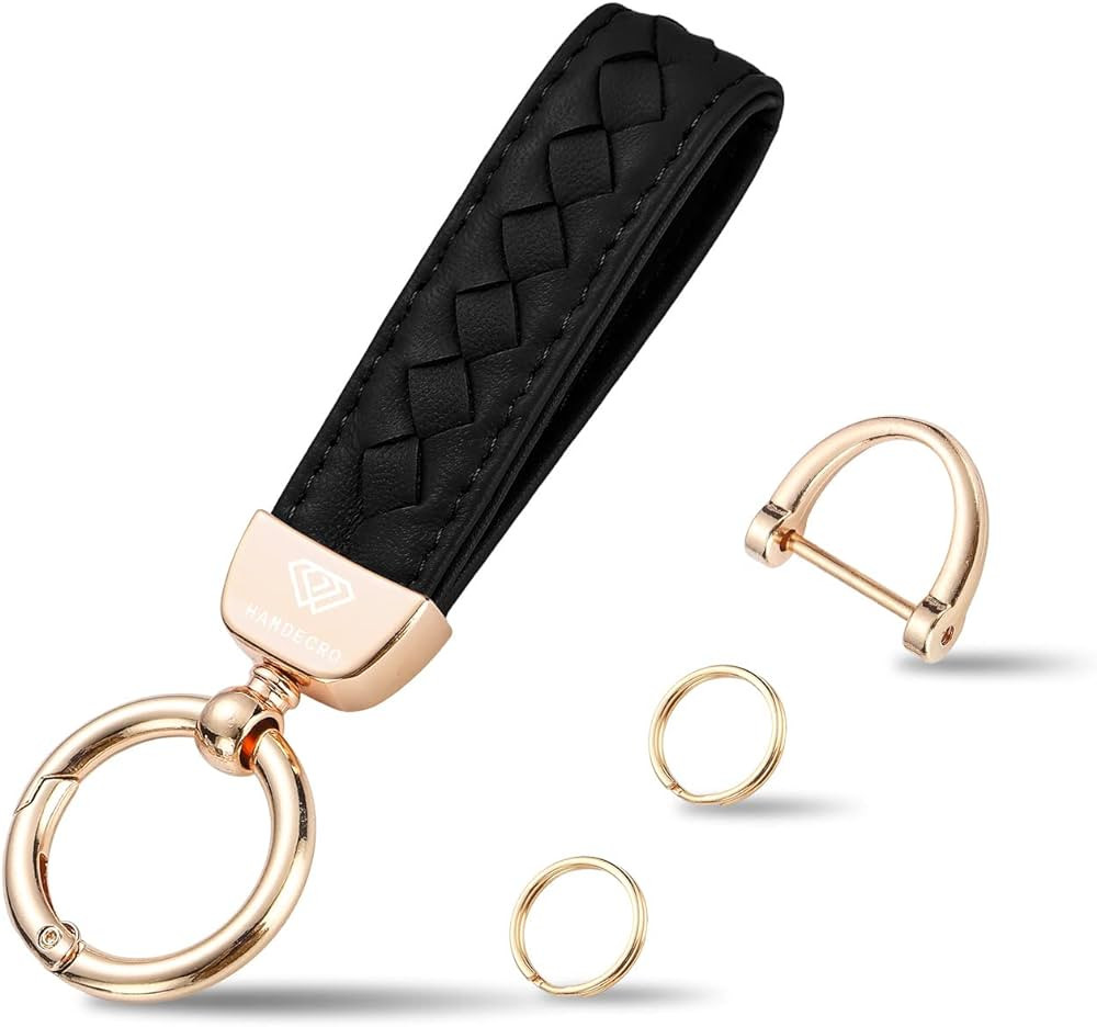 Hamdecro Genuine Leather Car Keychain, Handmade Knit Sheepskin Key chains for Women, Universal Ke... | Amazon (US)