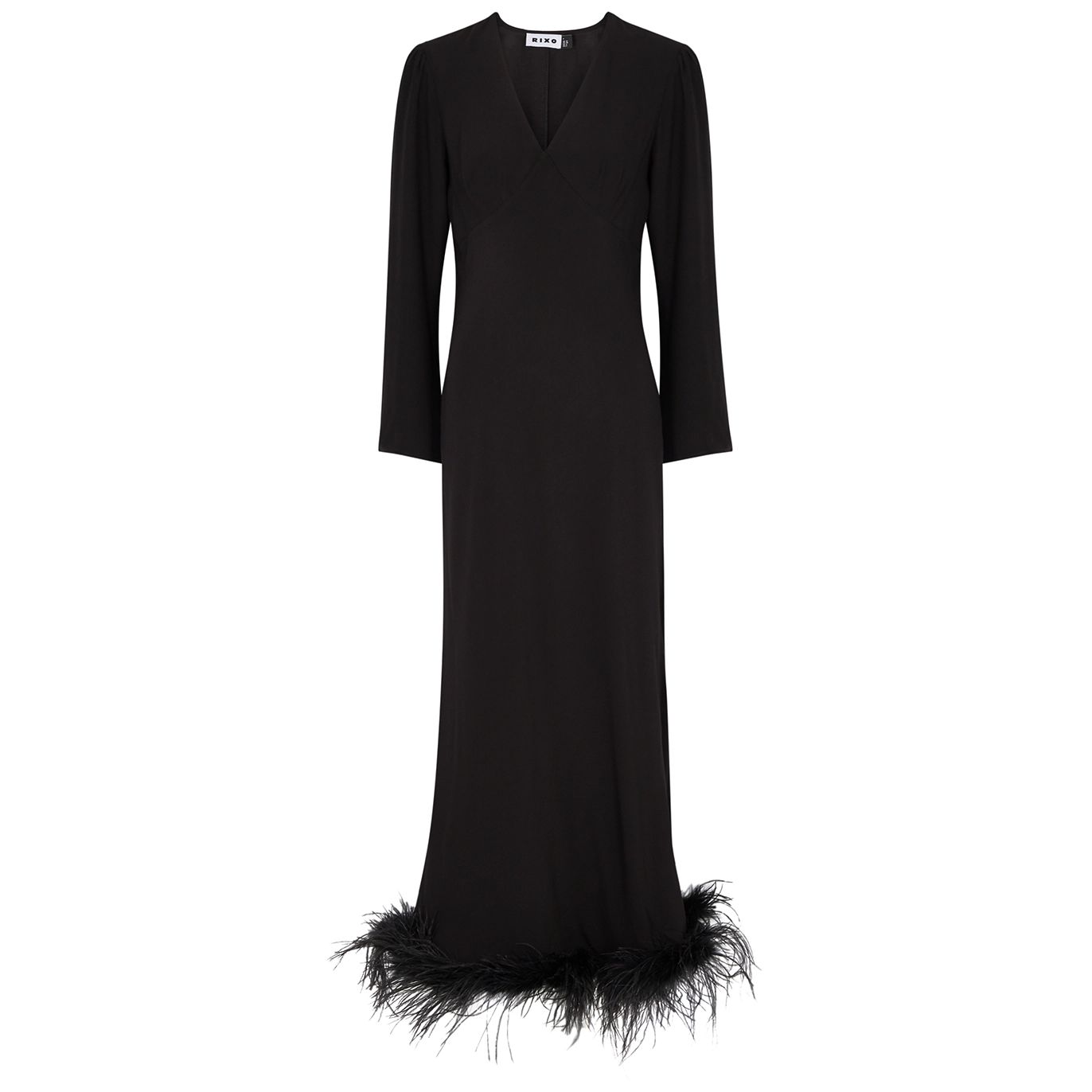 Rixo Mya Feather-trimmed Dress - Black - Xxs | Harvey Nichols (Global)