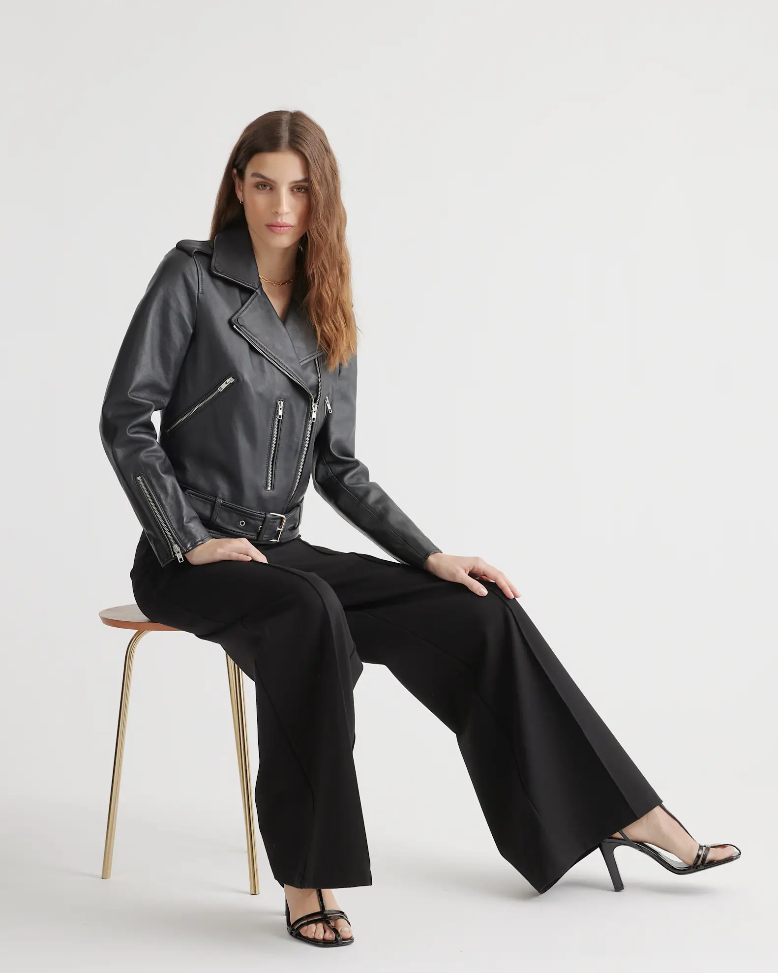 Ultra-Stretch Ponte Super Wide Leg Pants - Petite (30" inseam) in Black | Quince