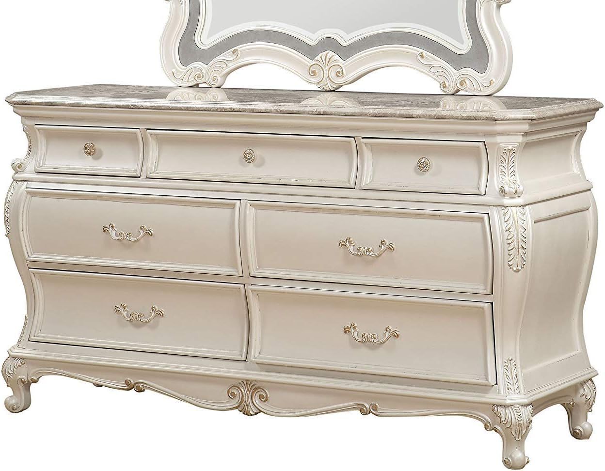 ACME Chantelle Pearl White Dresser with Granite Top | Amazon (US)