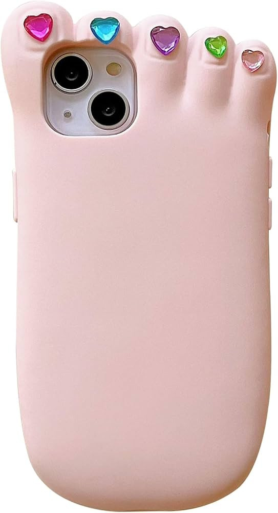 Girls Women Creative Super Funny Novelty Stylish Diamond Decoration Toenail Pink Foot Silicon Rub... | Amazon (US)