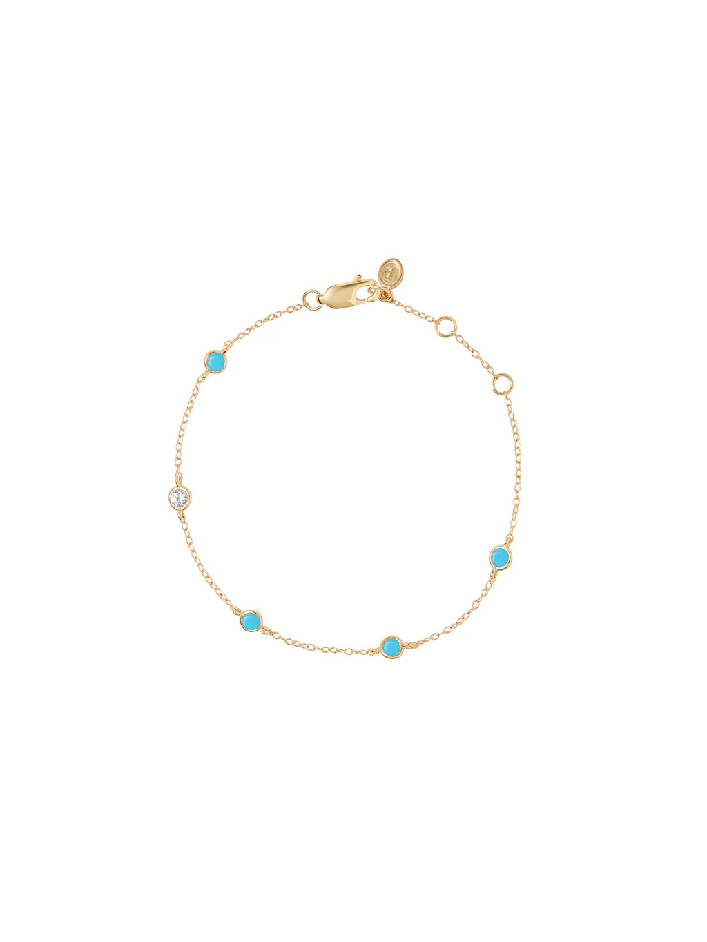 CLEMENCE, NANO TURQUOISE AND LAB DIAMOND 5 STONE STRAND BRACELET, GOLD | Dorsey