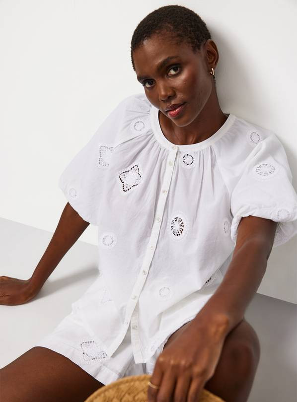 White Crochet Patch Co-ord Blouse 12 | Tu Clothing