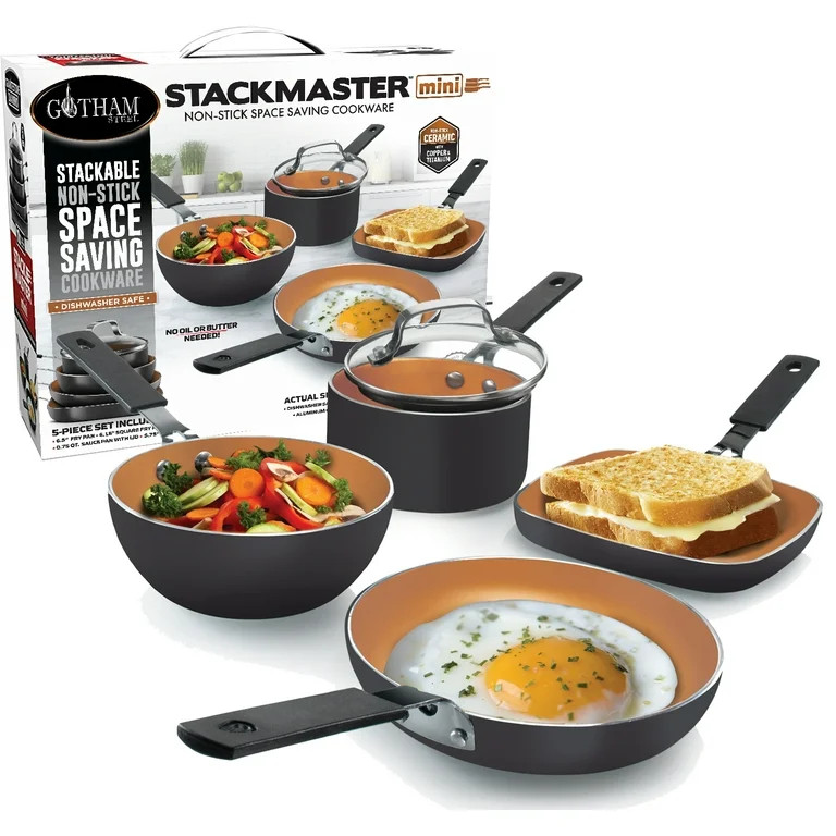 5Pcs Mini Gotham Steel Stackable Pots and Pans Set, Nonstick Cookware Set | Walmart (US)