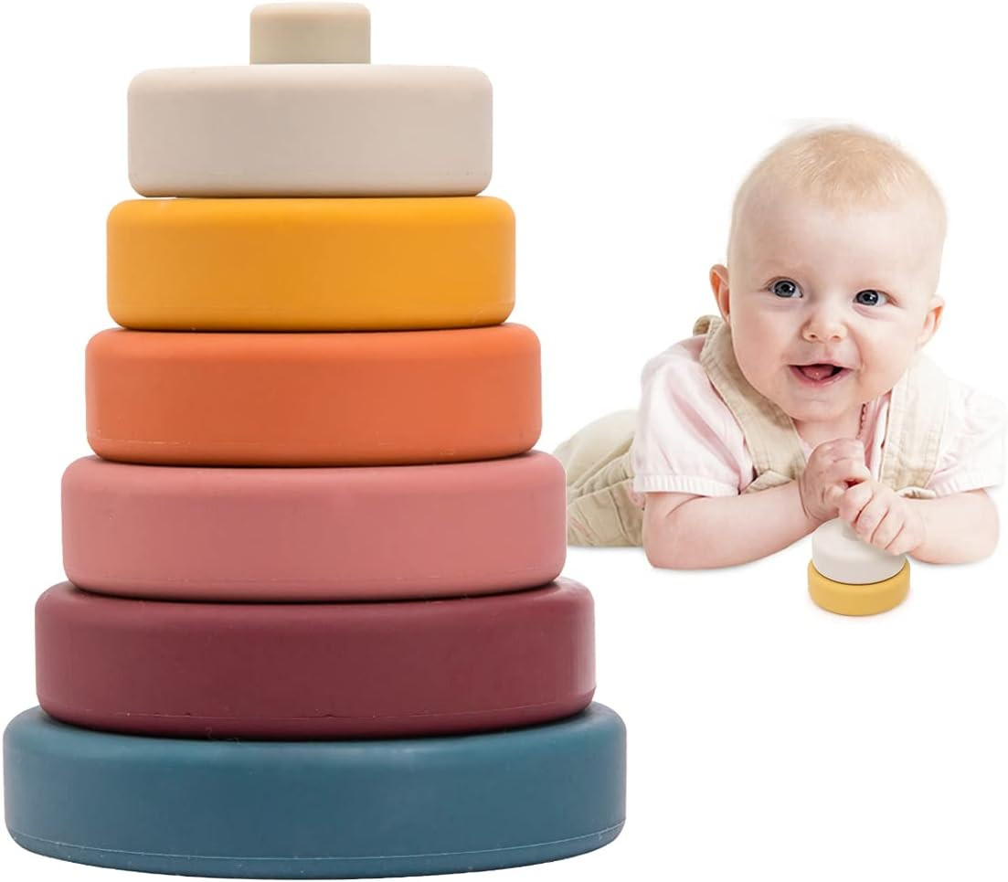 let's make Stacking Toys Soft Silicone Stacking Blocks Rings Baby Sensory Toy for 6+ Months Boys&... | Amazon (US)