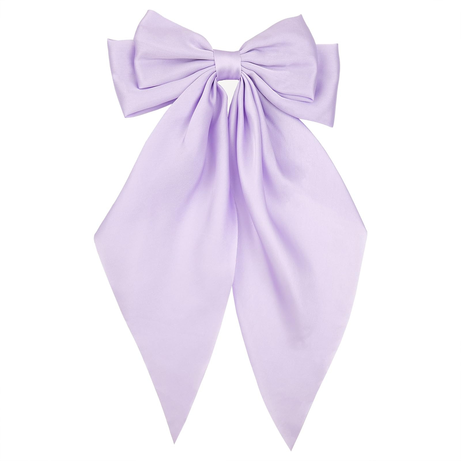 Lavender Satin Hair Bows for Women - Oversized Long Tail Light Purple Hair Clip for Girls, Soft P... | Amazon (US)