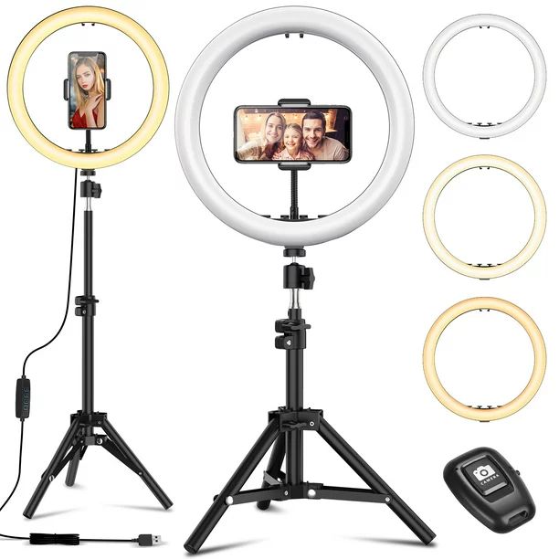 Selfie Ring Light with Black Tripod Stand - Dimmable Desktop Ringlight with DIY Ports, Circle Lig... | Walmart (US)