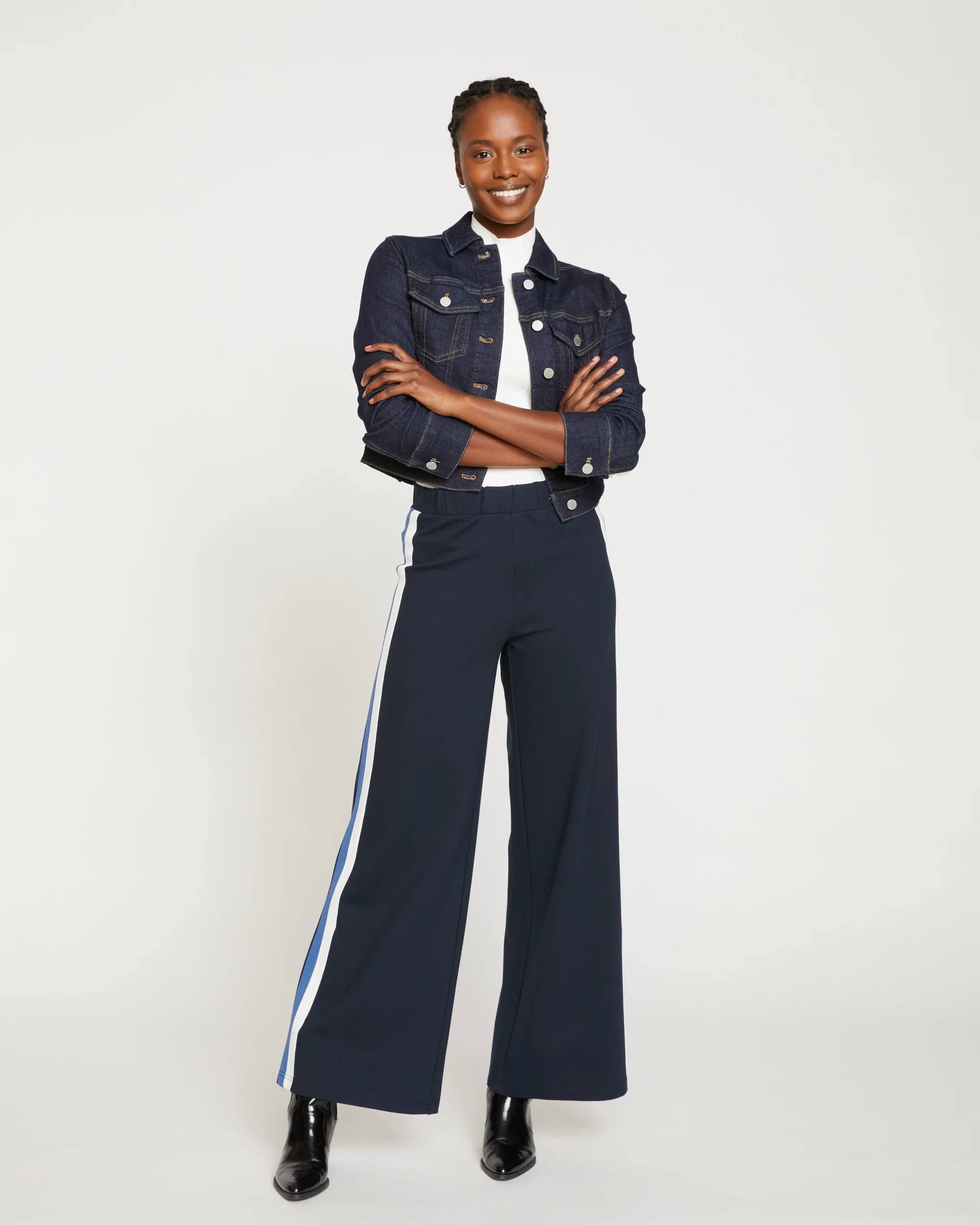 Stephanie Wide Leg Stripe Ponte Pants 33 Inch | Universal Standard