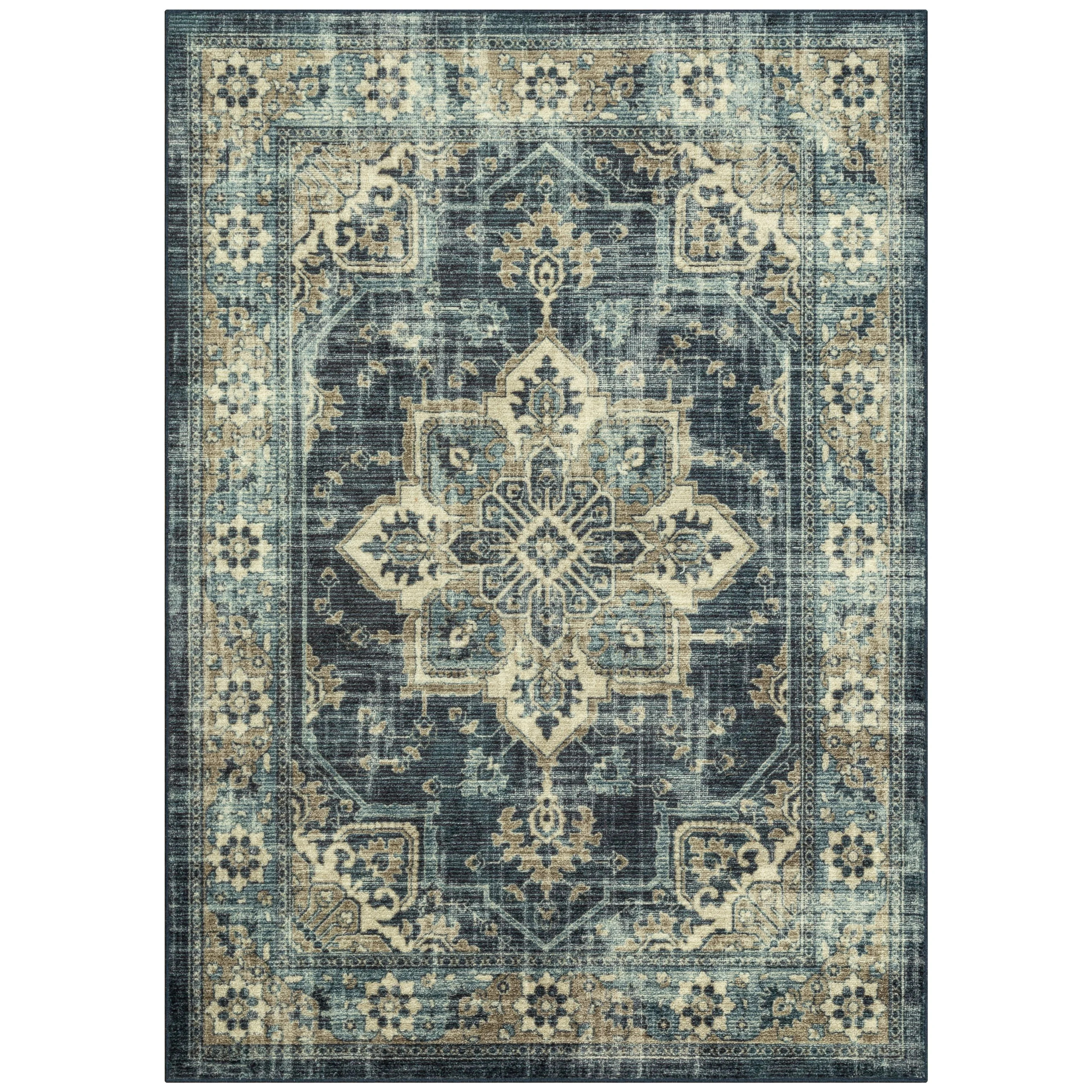 Mainstays Distressed Vintage Blue Persian Area Rug 5x7 | Walmart (US)