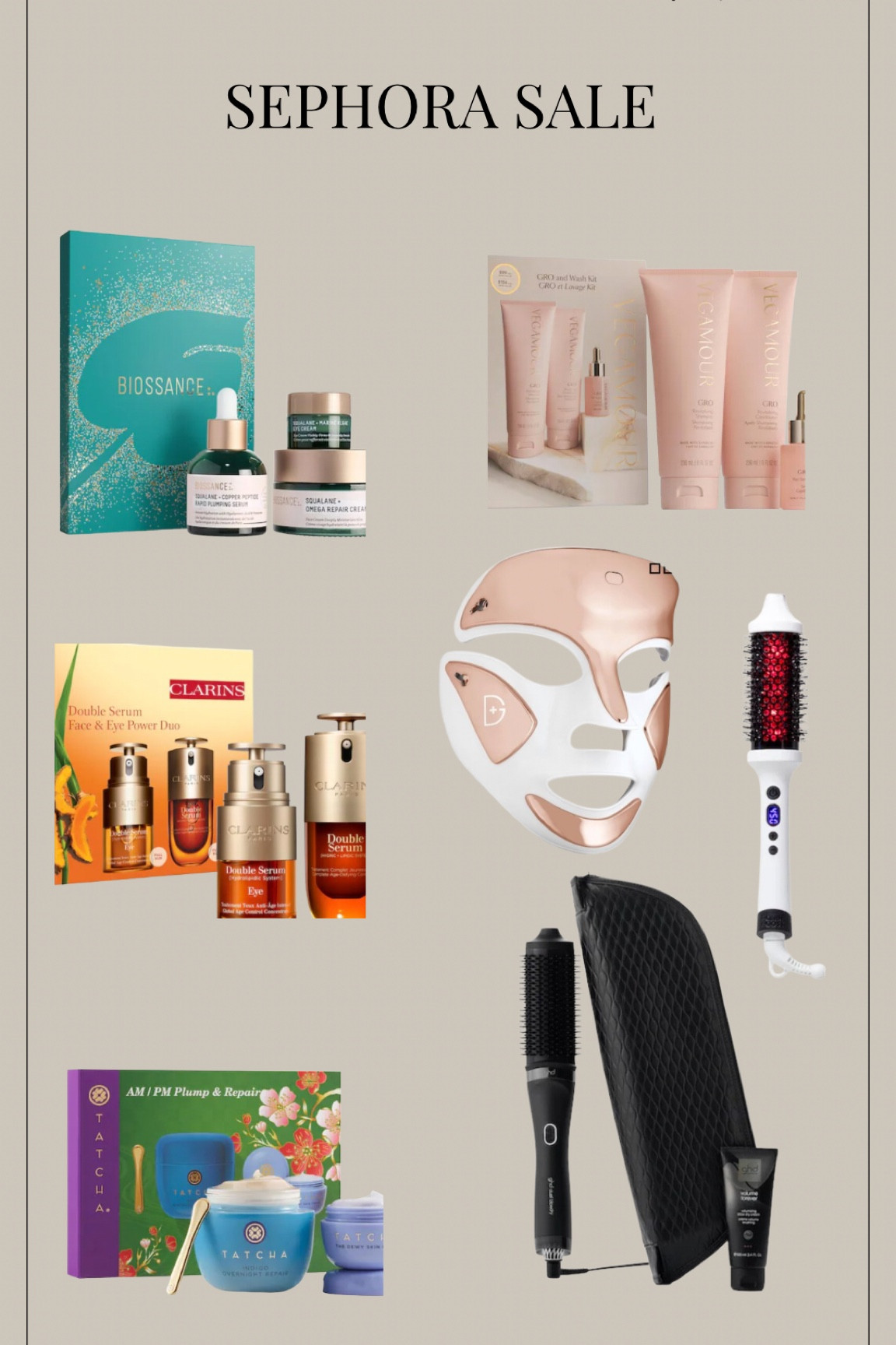 SEPHORA SALE LUXURY GIFT SETS THAT ARE WORTH IT.

These are all my favorites that are a little bit on the higher price point side so in my opinion , it’s worth to buy on sale!
-BIOSSANCE - full size skincare!
-CLARINS- Worth it in my opinion, I’ve been using these religiously for a couple months in the evening.
-TATCHA- THIS INDIGO NIGHT R REPAIR IS SO GOOD! It’s full size and cheaper than its regular price plus it comes with another cream!
-VEGAMOUR hair- swear by this whole set.
-DR DENNIS GROSS LED- I USE THIS EVERY NIGHT!
-GHD & BONDIBOOST- the only hair tools im using right now

#LTKBeauty #LTKHoliday #LTKSaleAlert