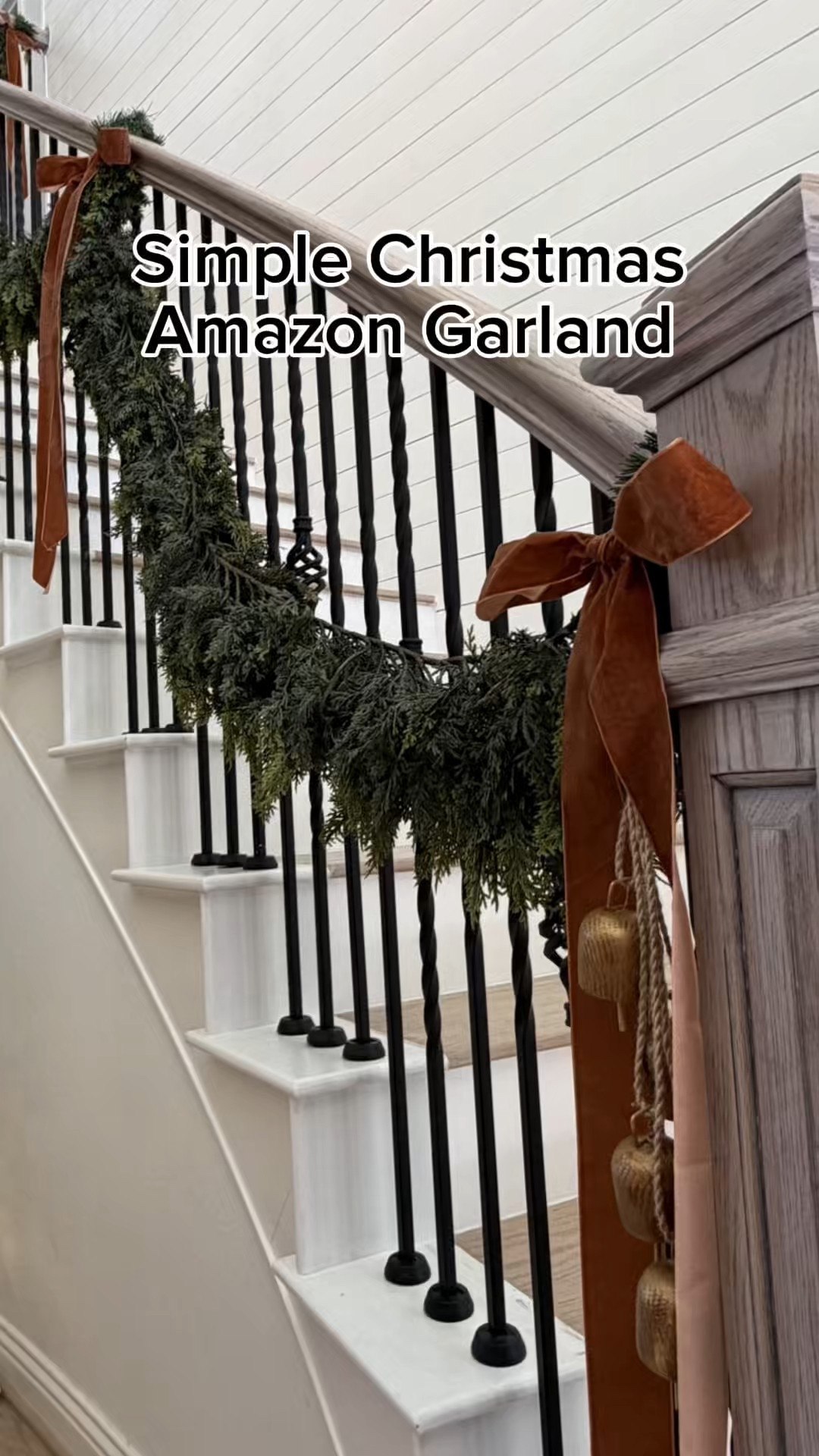 I went for a much simpler garland this year because of my shoulder injury. It was so easy to put up and I love how clean it looks!!! I included the ties I used to connect to my stair rail (and protect it). 

You can leave as is or add the bells to the base and the bows to give it a little more of a spark (in whatever color your house is themed)! The bows were such a find! They just needed steaming before attaching (and tip: I attached bows with floral wire instead of the ribbons that came attached to the backs of them to make it go faster).

#amazonfinds #christmasdecor #garland #brownchristmas #neutralchristmasdecor

#LTKHoliday #LTKHome #LTKSeasonal
