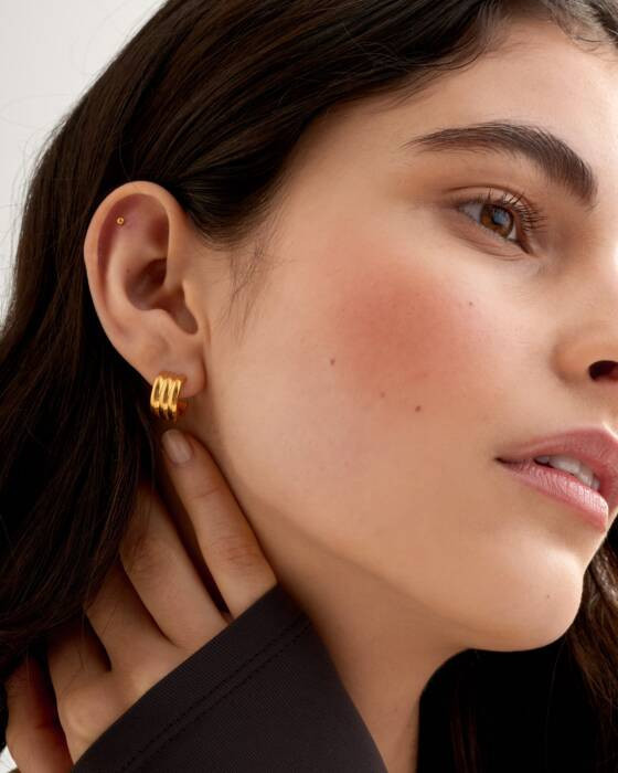 Hanna Waterproof Gold Huggie Hoop Earrings | Katie Loxton Ltd. (UK)