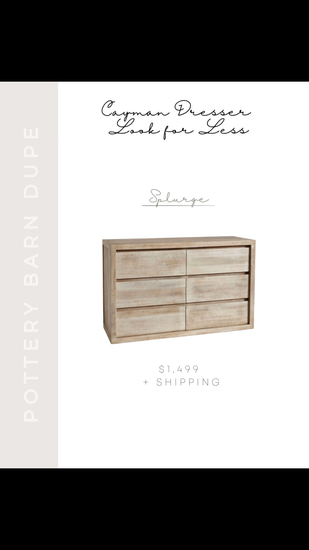 3 Pottery Barn Cayman Dresser Dupes! 

Pottery Barn Cayman 6 Drawer Dresser Dupe | Pottery Barn Cayman Dresser Biscotti Dupe | Pottery Barn Cayman Dresser Dupe | Pottery Barn Cayman Collection | Pottery Barn Inspired | Pottery Barn Look Alike | Pottery Barn Look for Less | Splurge or Save | Cayman Biscotti Collection | Transitional Bedroom Furniture | Master Bedroom Furniture | Neutral Home | Neutral Bedroom Furniture | Neutral Home Aesthetic




#LTKStyleTip #LTKSaleAlert #LTKHome