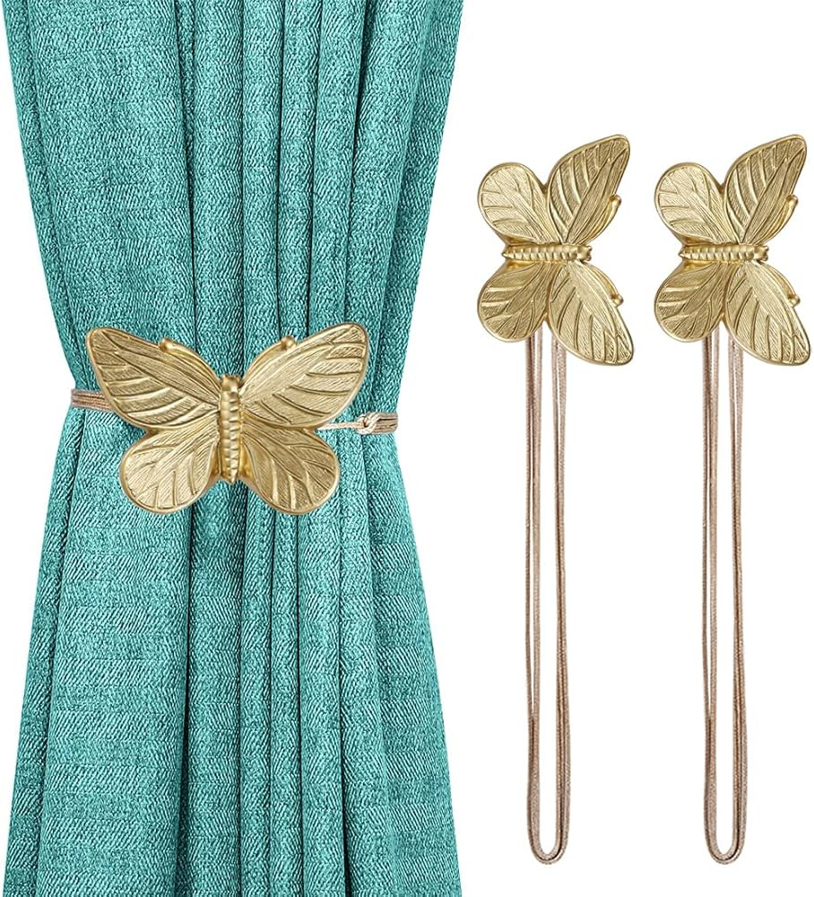 Curtain Tie Magnetic, 1 Pair Vintage Butterfly Resin Flower Curtain Drapery Holdback Retro Window... | Amazon (US)