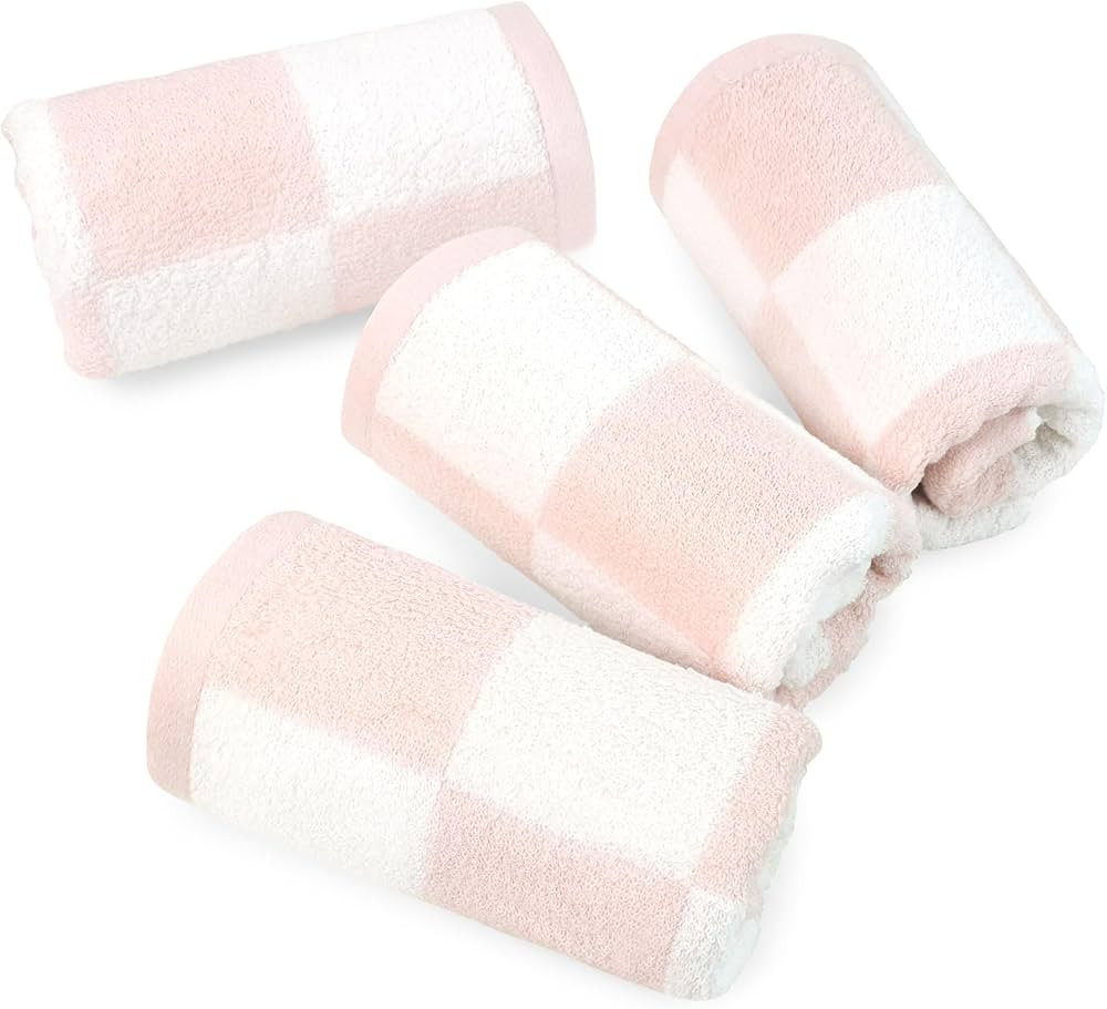 Pink Hand Towels for Bathroom 4 Pack, Cotton Gentle Soft Towels Stylish & Practical Gifts for Her... | Amazon (US)