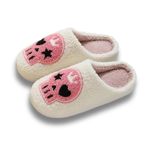 Titype Halloween Skull Slippers Cute Holiday Spooky Slipper Warm House Slippers for Women Men, Fuzzy Outdoor Indoor Bedroom Slippers Home Shoes | Amazon (US)