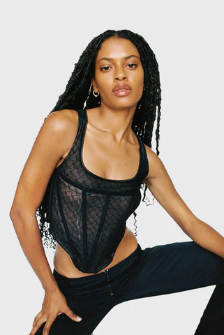 CAMPBELL CORSET - BLACK MONOGRAM | Miaou