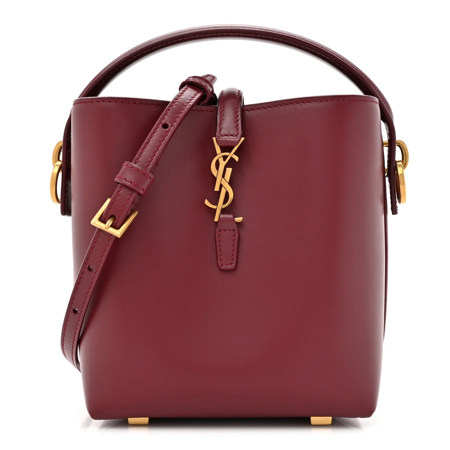 Saint Laurent Shiny Calfskin Le 37 Mini Bucket Bag Rouge Merlot 1776702 | FASHIONPHILE (US)