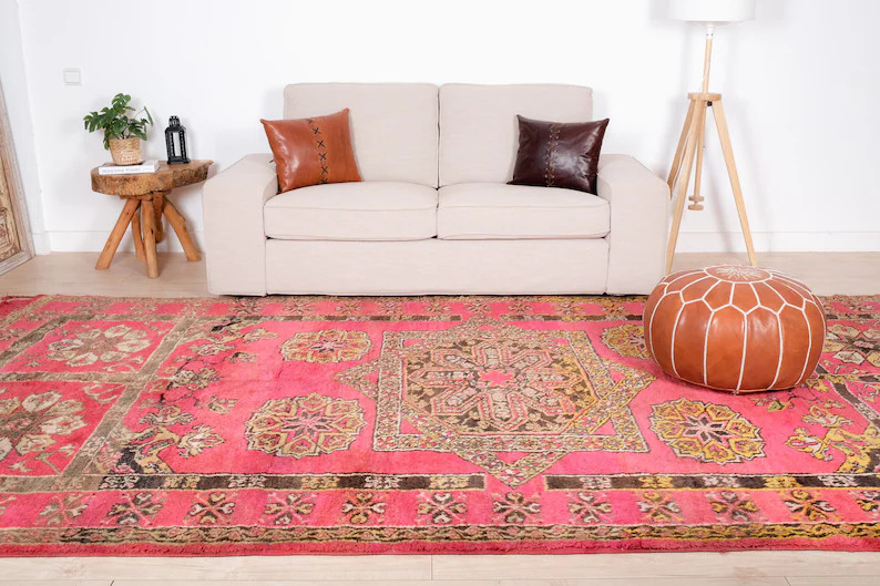 Vintage Moroccan Rug, Pink Boujaad Rug 6x12 Ft - Etsy | Etsy (US)