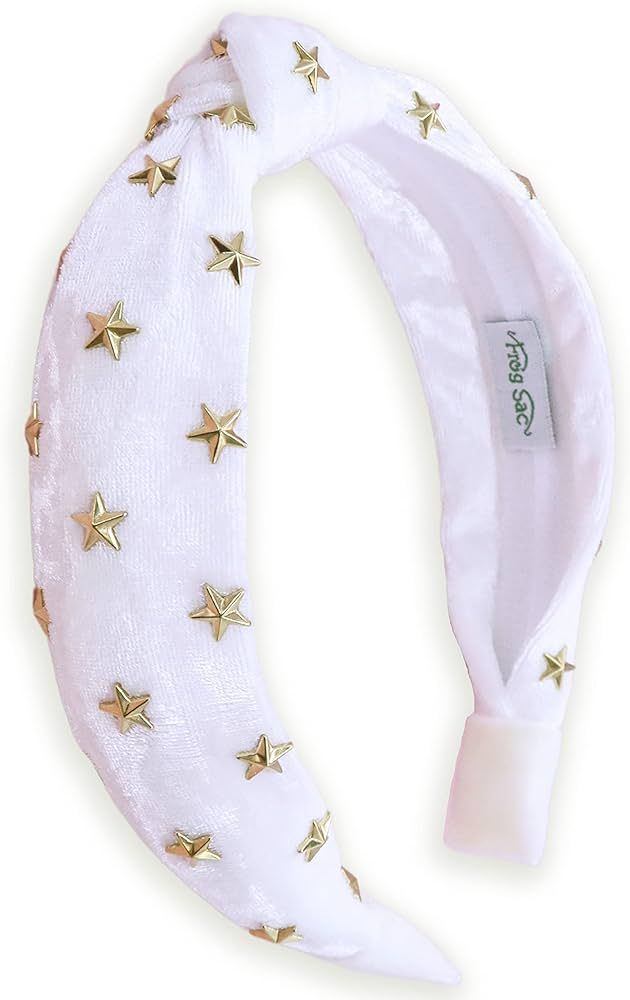 FROG SAC Star Studded Knot Headband for Girls, White Knotted Headbands for Kids, Cute Stud Hair B... | Amazon (US)