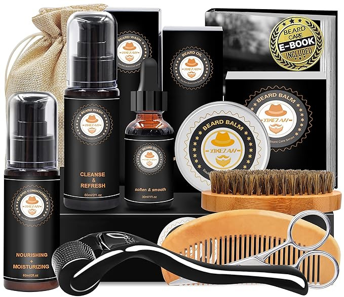 Upgraded Beard Grooming Kit w/Beard Conditioner,Beard Oil,Beard Balm,Beard Brush,Beard Shampoo/Wa... | Amazon (US)