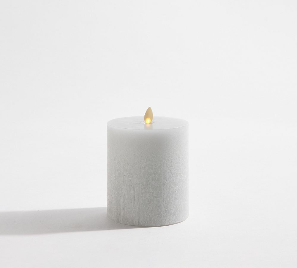 Premium Flickering Flameless Wax Pillar Candle - Salt Washed | Pottery Barn (US)
