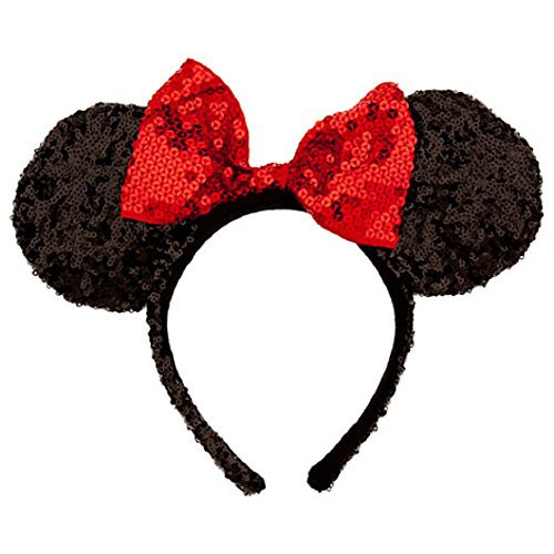 Disney Theme Parks Minnie Mouse Sequin Headband Red Black Mouse Ears | Amazon (US)