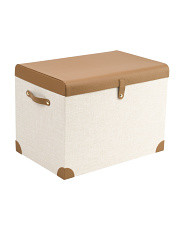 21x15.75x15 Large Textured Fabric Trunk With Faux Leather Trim | Office & Storage | Marshalls | Marshalls