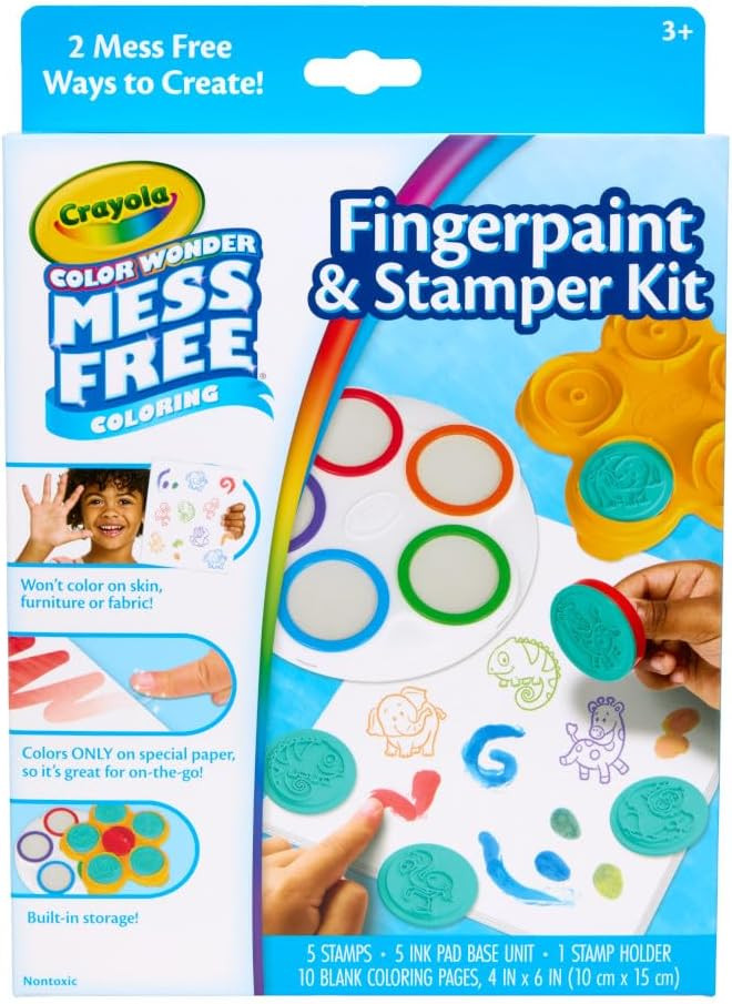Crayola Color Wonder Mess Free Fingerpaint & Stamper Kit, Safari Stamps for Kids, Color Reveal In... | Amazon (US)
