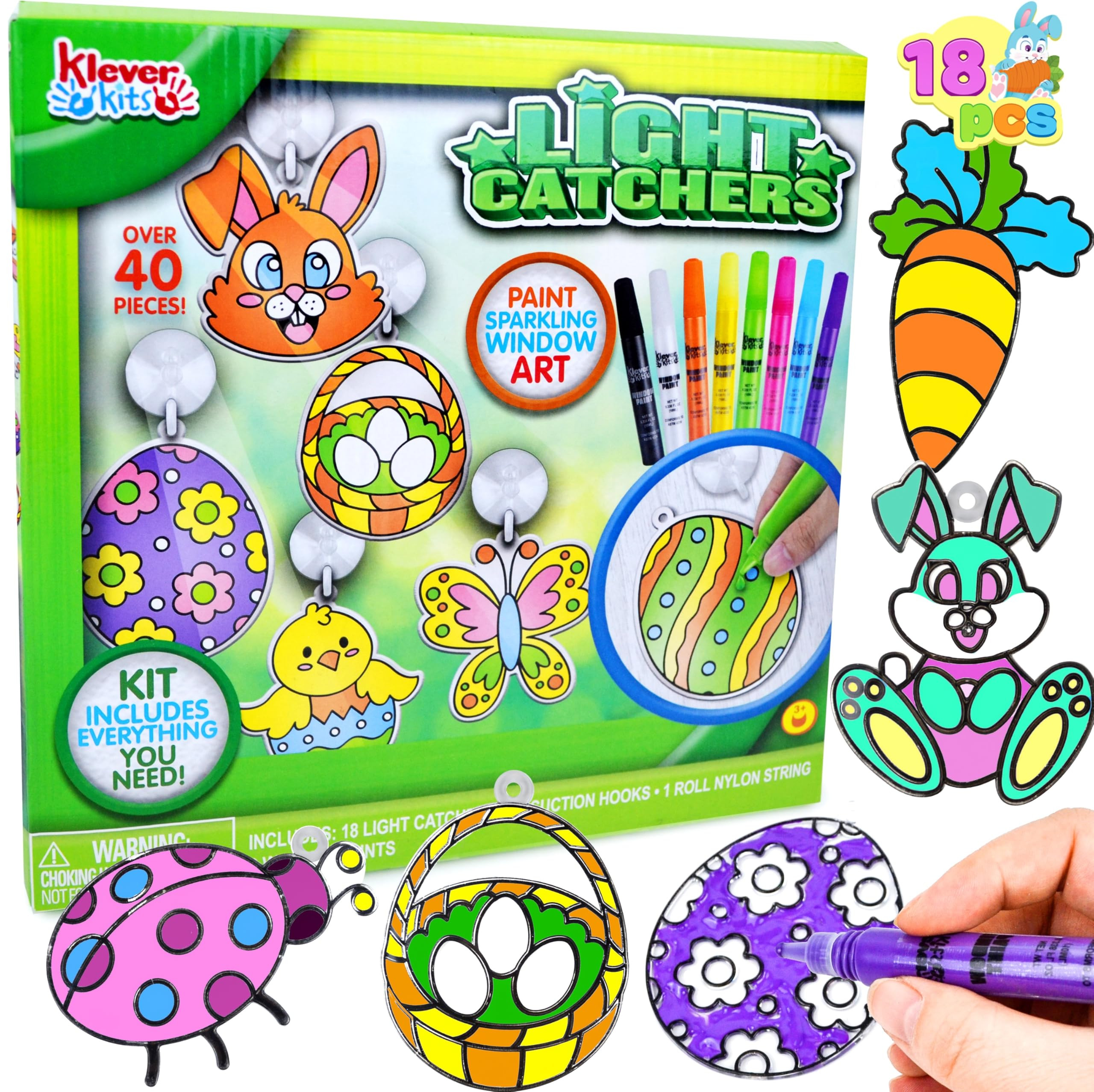 Klever Kits 18 Pcs Easter Suncatchers Crafts Set, Suncatcher Window Art Craft Kit for Kids Art & ... | Amazon (US)
