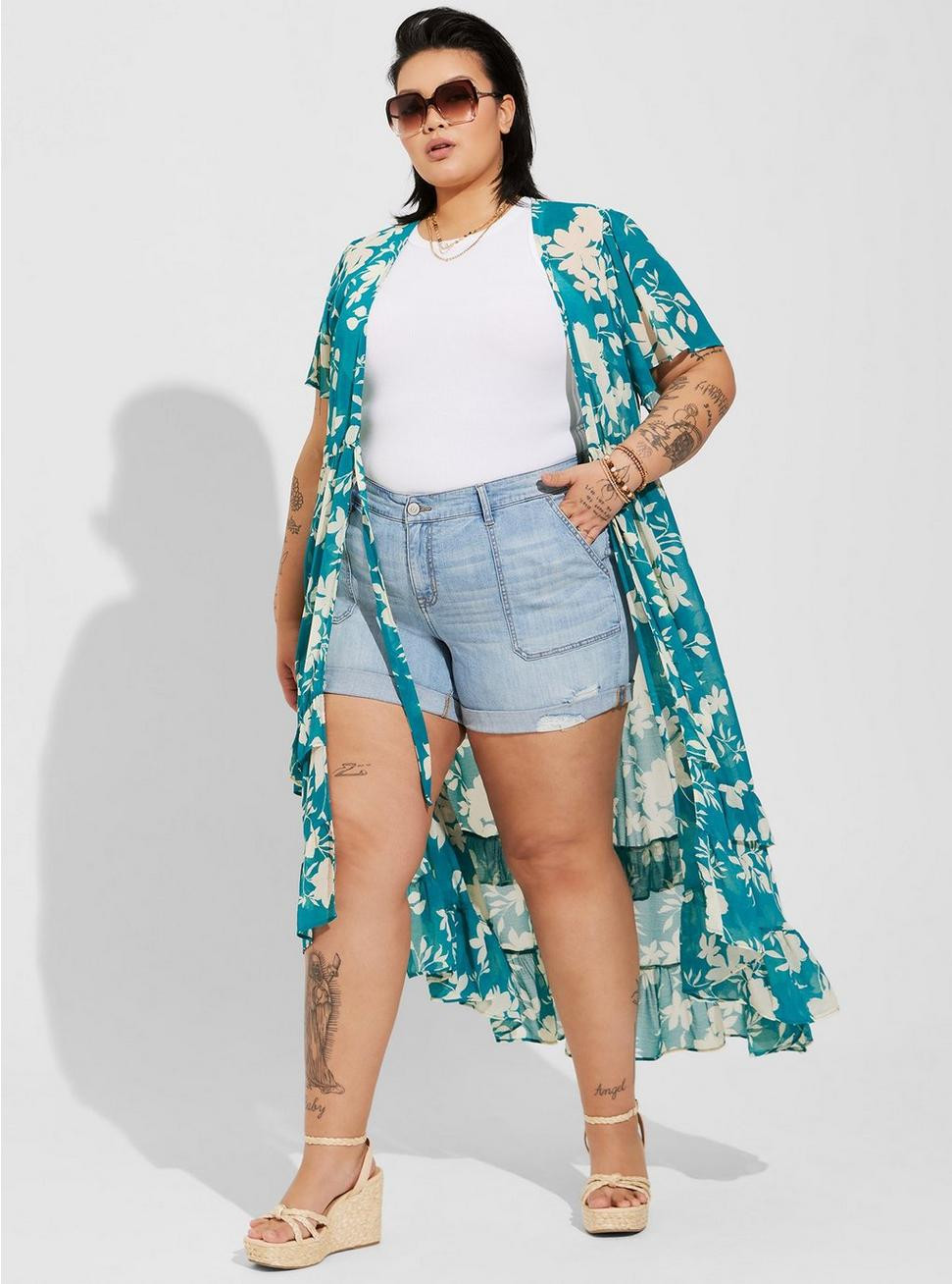 Textured Chiffon Maxi Kimono | Torrid (US & Canada)