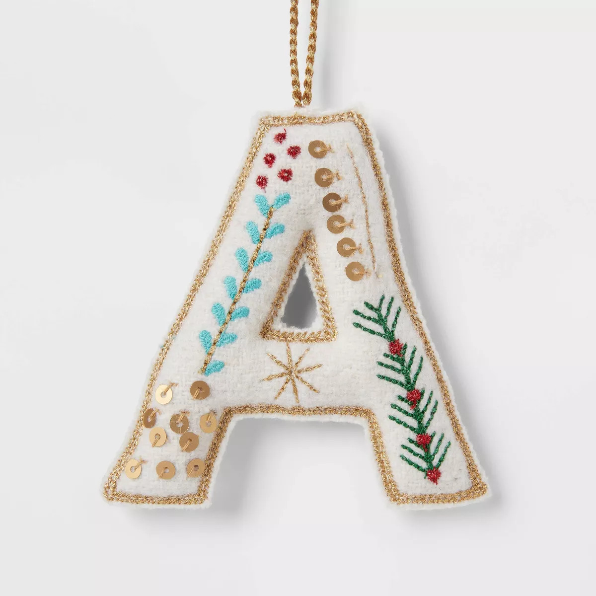 Embroidered Fabric Monogram Letter 'A' Christmas Tree Ornament - Wondershop™ | Target