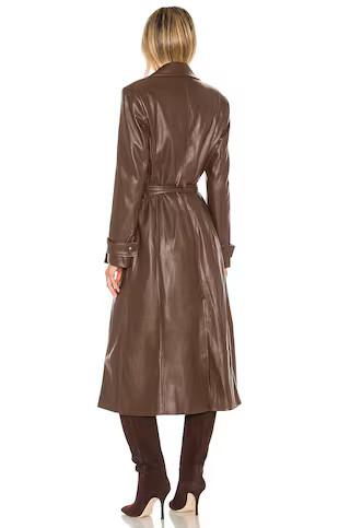 Bardot Faux Leather Trench Coat in Chocolate from Revolve.com | Revolve Clothing (Global)