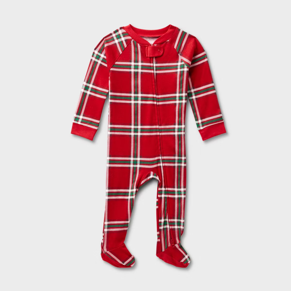 Baby Plaid Ribbed Holiday Matching Family Footed Pajamas - Wondershop™ Red | Target
