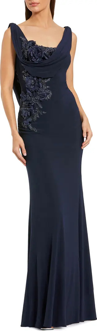 Mac Duggal Sleeveless Jersey Cowl Neck Gown With Beading | Nordstrom | Nordstrom