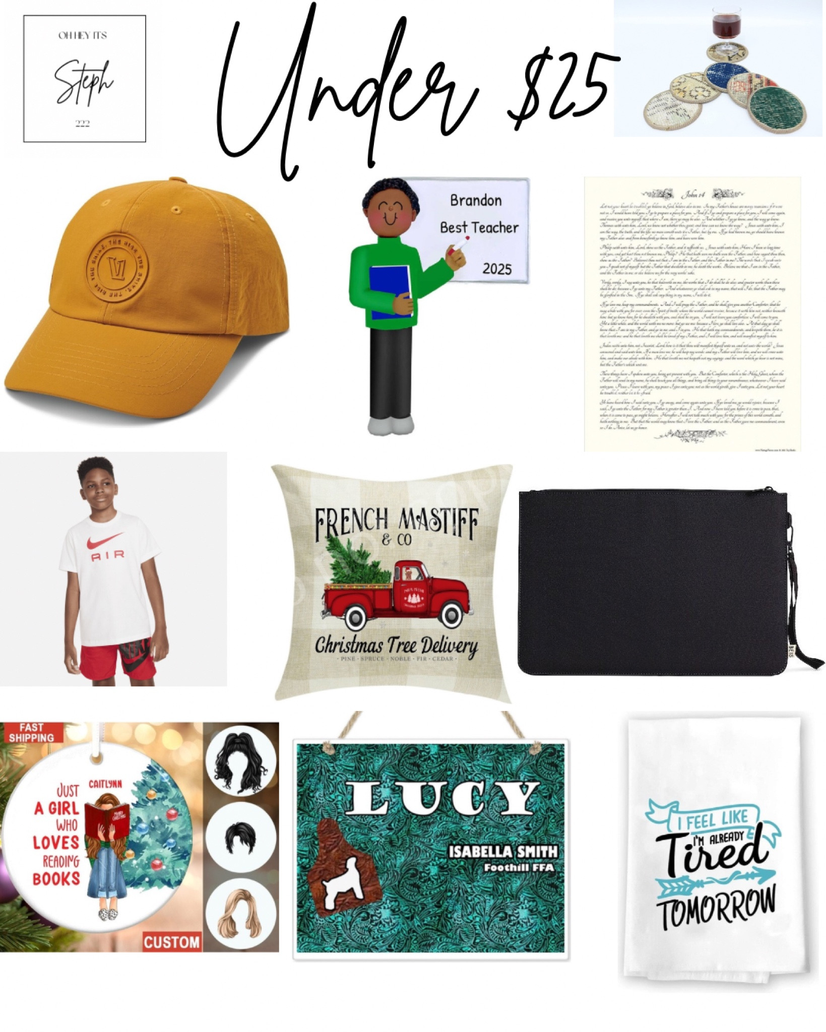 Under $25


Book Lover Ornament, Etsy, Large Stall Plate, Funny Decorative Kitchen & Bath Hand Towels, kids Nike Tshirt, Christmas pillow cover, laptop pouch, beis, revolve, baseball hat, vuori, Personalized Teacher Ornament, Bible Verse Wall Art, Vintage Coaster

#LTKHome #LTKSaleAlert #LTKFindsUnder50