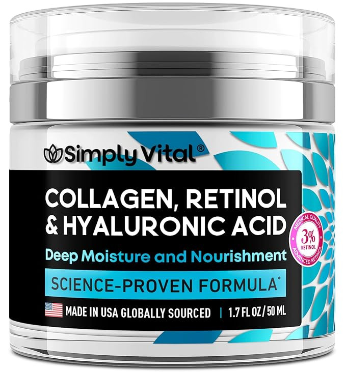 SimplyVital Collagen Face Moisturizer - Anti-Aging Retinol Cream for Face, Neck & Décolleté wit... | Amazon (US)