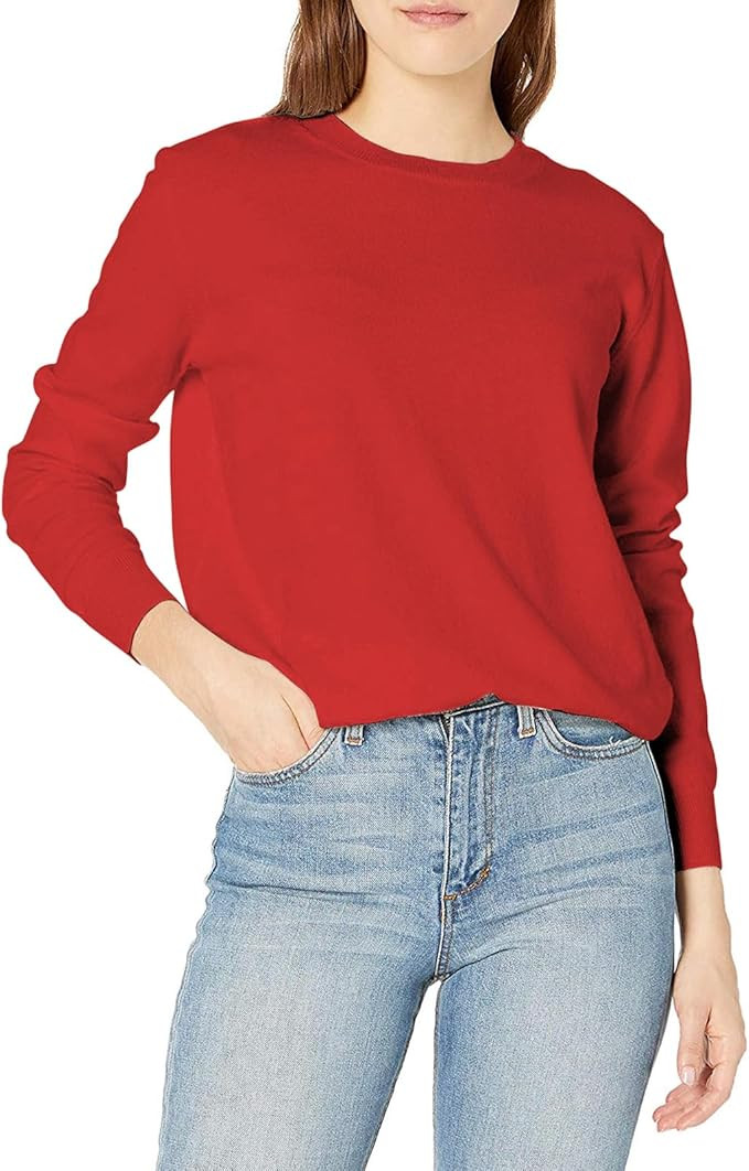 QUALFORT Women's Sweaters Long Sleeve Soft Lightweight Basic Knitted Pullover Sweater | Amazon (US)
