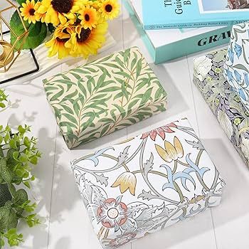AnyDesign 12 Sheet William Morris Wrapping Paper Vintage Floral Gift Wrap Paper Bulk Green Blue A... | Amazon (US)