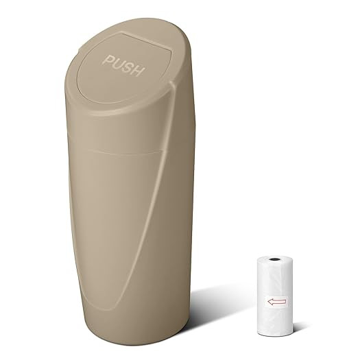 Car Trash Can Bin with Lid - Car Garbage Can Cup Holder - Beige Mini Leakproof Vehicle Trash Garb... | Amazon (US)