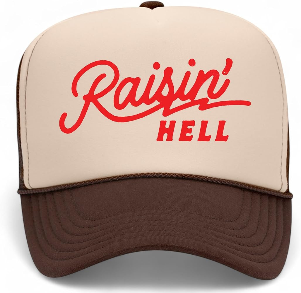 Raisin' Hell Trucker Hat | Vintage Cowboy Cowgirl Western Country Trendy | Premium Mesh Foam Snap... | Amazon (US)