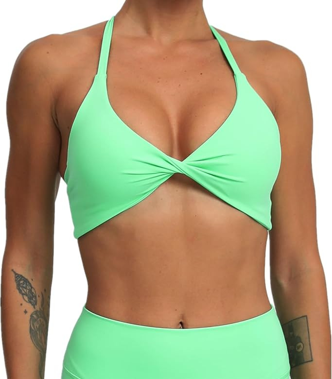 ABOCIW Sports Bras for Women Twist Criss-Cross Back Padded Workout Tank Tops Low Impact Gym Yoga ... | Amazon (US)