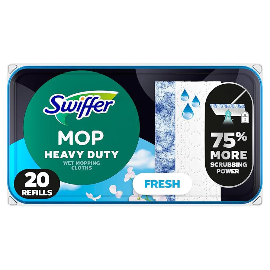 Swiffer Sweep + Mop, Wet Pads Refill, Floor Cleaner, Cleaning Cloths, Heavy Duty, Fresh, 20ct | Amazon (US)